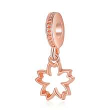 1pc Rose Gold Plated Beaded Pendant, Styles Include Heart, Ginkgo Leaf, Key, Travel, Snowflake, Etc. Suitable For Customizing Existing Bracelets And Necklaces With DIY Decoration. - Rose Gold - View 6