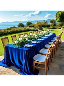 1 pièce Grande nappe bleu royal élégante et de luxe pour mariages, banquets, événements formels - Décoration de fête de luxe, nappe facile d'entretien, parfaite pour les douches de mariée et les occasions spéciales, nappes de mariage, décoration d'intérieur - bleu indigo - Voir 3