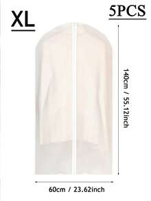 5pcs/Set Extra Large 60*140cm Travel Home Garment Storage Bags, 5 Pcs Extra Long Coat/Suit Dust Covers Foldable Semi-Transparent Clothing Organization Storage Bags, Suitable For Autumn/Winter Wardrobe - Clear - View 10