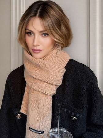 1 pieza Bufanda de punto de imitación de cachemira, cuello calentador de invierno unisex, de moda y elegante, a prueba de viento y aislante, suave y cómodo, adecuado para suéteres, sudaderas, camisas, abrigos, Navidad, Año Nuevo y Festival de Primavera