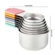 Stainless Steel Measuring Cup And Spoon Set, Magnetic Measuring Cup And Spoon Set, Double-Sided Magnetic Measuring Spoon Set, Measuring Cup And Spoon Gap Set With Markings, Suitable For Dry And Liquid Ingredients - Kitchen Supplies - Baking Tools