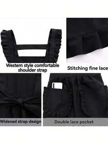 成人公主风无袖围裙 - 可爱荷叶边下摆和可调节腰带，透气舒适，适合烹饪、美甲、工作穿着，宽松H型，可机洗，四季皆宜，棕色围裙，餐厅围裙 | 公主风围裙 | 围兜式围裙