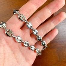 HIJONES Stainless Steel Coffee Beans Chain Necklace Bracelet Men Women Minimalist Chunky Hop Jewelry - 銀色 7 毫米 - 查看 11