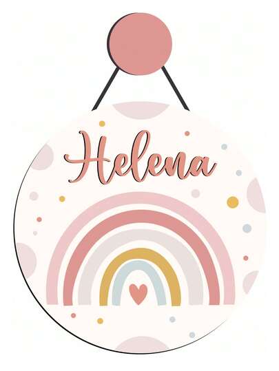 Enfeite Porta Maternidade Arco Iris Boho - Nome em 3d - Nome personalizado - Decoração para quarto! GUIRLANDA