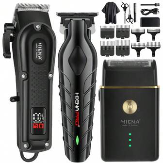  HIENA 1 件/2 件/3 合 1 套装男士理发器套装 - 专业 USB 充电式美容套装，带理发器、电动剃须刀、细节修剪器，理想的父亲节礼物，男士迷你美发工具，情人节礼物，男士礼物