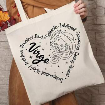Zodiac Sign Cotton Canvas Tote Bag: Astrology Gift