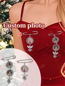 1 pieza Broche de encaje con transferencia de calor de foto personalizada, Colgante conmemorativo de graduación personalizado DIY, Colgante de foto para correa de sombrero de graduación DIY, Flor de pecho conmemorativa, Insignia ovalada de pecho conmemorativa personalizada como regalo - Multicolor - Ver 5