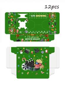 1/6/12pcs Disposable Movie Night Theme Snack Trays, Popcorn Food Drink Holder, Movie Night Snack Trays Boxes With Paper Food Trays For Cinema Movie Birthday Party, Movie Night Party Supplies, Home Food Tray Kitchen Decor