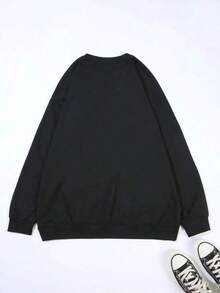 Sweat Shirt2025 New Women's Sweatshirt St. Patrick's Day Print Sweatshirt, Casual Round Neck Sports T-Shirt For Spring And Autumn, Sweatshirt For Women. Loose And ComfortableLoose And Comfortablevalentines Clothes - 黑色 - 查看 2