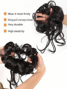 Synthetic Messy Curly Claw Hair Bun Chignon Hair Extensions Scrunchy Fake False Brown Black Hair With Tail For Women Hairpieces - Multicolor - View 7
