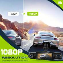 Dash Cam For Cars,1080P Car Camera Front Rear With Card, Dashcams For Cars With Night Vision, WDR, G-Sensor, 3-Channel Car DVR With HD Display, Front And Left/Right Cameras, Night Vision, G-Sensor Loop Recording, 150mAh Battery - 3 Camera - View 3