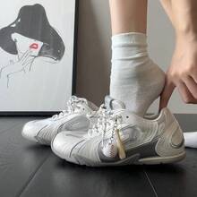 Inner Height Increase Retro Versatile Baseball Training Shoes For Women 2025 Autumn New Green Casual Sports Racing  Shoes Elegant Women's Shoes - White [Upgraded Version] - View 8