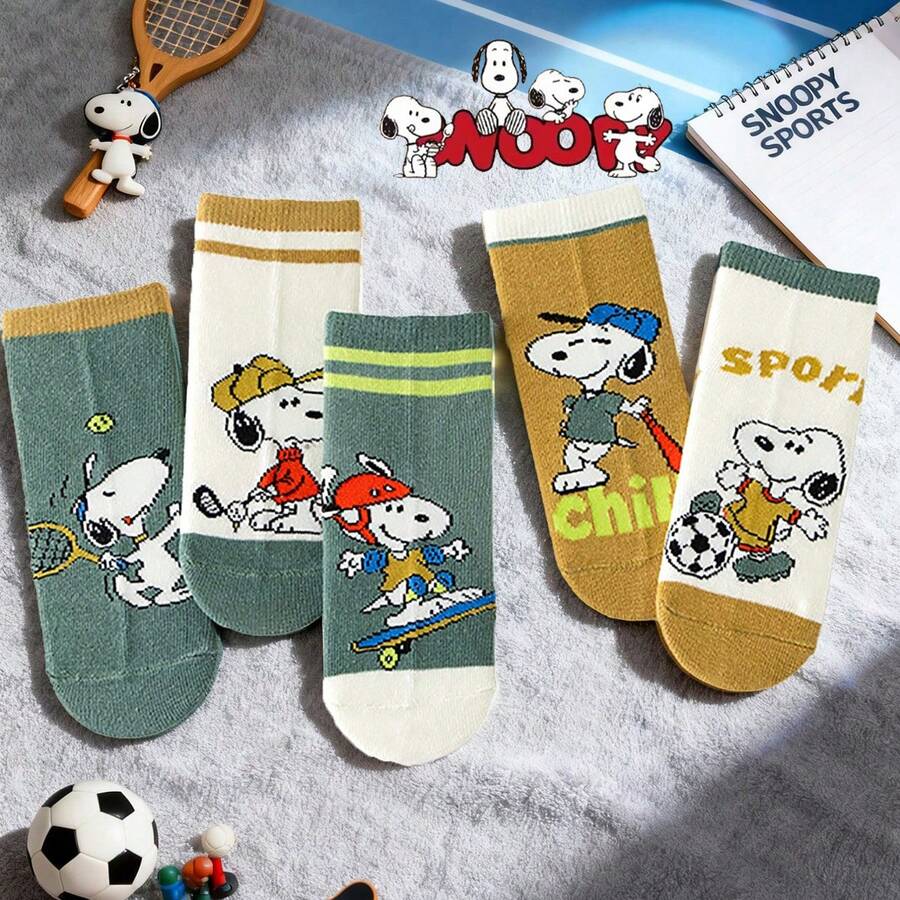 5/3/1Pair Snoopy Men's And Women's Creative Cartoon Patterns Fashionable, Versatile, Soft And Comfortable Socks - Multicolor - View 1