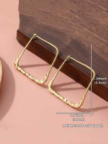 1 对经典简约几何方形耳环，优雅女士耳环，精致耳环适合日常约会、节日礼物 - 金色 - 查看 6