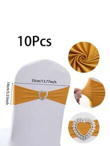 10/50 件 14*35 厘米蝴蝶结椅背套，带心形扣滑块，弹性椅套带绑带，适用于婚礼、派对、洗礼、情人节装饰（鼠尾草绿/红色/勃艮第红/古金色） - 彩色 - 查看 13