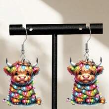 1 Pair Adorable Hoodie Cat Drop & Dangle Earrings, 2D Acrylic Cartoon Style For Women, Cute Daily Accessory, Ideal For Party & Date Outfits, Perfect Christmas Gift - Cat - View 9