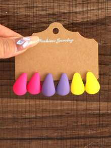 6-18pcs/Set Bohemian Style Colorful Water Drop/Teardrop Shape Earrings Hoop Earrings, Women Daily Fashion Jewelry Accessories - Teardrop Earring Set - View 3