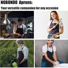 12 delantales lisos con 2 bolsillos - Delantal unisex comercial, lavable a máquina, ajustable, para hombres y mujeres, para camarera, resistente a las gotas de agua, para cocina, barbacoa, chef, camarero, restaurante, pintura y manualidades. - Negro - Ver 9