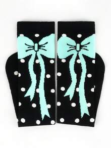 1/2/3/4/5 par skarpetek damskich do połowy łydki z kokardką, o prostym, ale eleganckim wzornictwie i właściwościach odprowadzania wilgoci. Delikatna kokardka zdobi kostkę, dodając odrobinę słodkiego uroku. Idealne na wiosnę i jesień. - Wielokolorowe - Zobacz 7