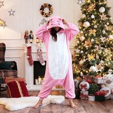 Cerdito rosa Pijama Adulto Unisex de para parejas jóvenes, Pijama de una pieza para adultos Pijamas de una pieza para mujeres y hombres, parejas, suaves, de felpa, Animales disfraces de Halloween, ropa para dormir Animales Cosplay Disfraces Trajes Hogar Cerdito rosa ropa para dormir. - Rosa - Ver 9