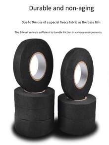 15M Automotive Flocked Wiring Harness Tape, Flame Retardant Flocked Cloth Tape, Black Polyester Flocked Wrap Tape