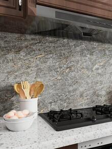 Adesivo resistente al calore, impermeabile, con motivo grigio marmorizzato, per protezione di cucina, piano cottura, top del bancone, tavolo