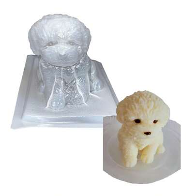 Molde Flexible para Gelatina en Forma de Adorable Perro o Perrito Lanudo o Peludo en 3D. Reutilizable, Fácil de Usar y Desmoldar.