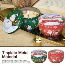 76个圣诞主题圆形蜡烛罐，带烛芯贴纸，2.5盎司铸铁烛台 - DIY蜡烛制作、家居装饰、储物容器 - 非常适合手工爱好者和家居装饰爱好者 - 很棒的乔迁和生日礼物，也适合复活节、感恩节和圣诞节，包括16个空蜡烛罐、16个烛芯支架、24根烛芯和20张贴纸。 - 彩色 - 查看 8