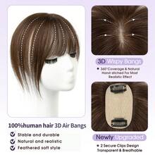 5x9cm Human Hair Topper Hair Piece Top Base Middle Part With Bangs 10 Colors Available For Women Hair Loss Or Bangs HairStyle - S2 - Xem 6