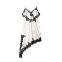 HZXVIC Đầm satin phối ren màu trơn mới, gợi cảm và thanh lịch dành cho nữ, màu trắng, thích hợp cho mùa hè. - trắng - Xem 11