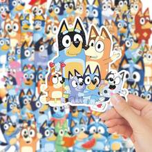 50 Stück neue Bluey Graffiti Aufkleber, süßer blauer Hund Aufkleber Dekoration für Laptop, Handy, Gitarre, Skateboard, Geburtstagsparty Geschenk