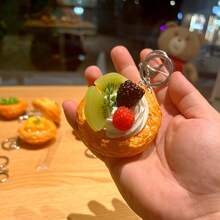 Looks So Real Imitation Egg Tart Key Chains Creative Fruit Food Keychain For Women Bag Pendant Novelty Funny Scene Decor Party Gift Fake Food Dessert