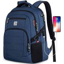 UKEIN 1PC Bagsure Travel Laptop Backpack, Business Water Resistant Laptop Backpack With USB Charging Port, College Bag For Men & Women - Màu xanh lam - Xem 12