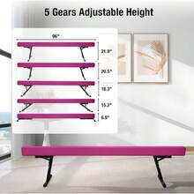 Gymnastics Beam With 5 Heights Adjustable 8ft Balance Beam Home Gym Equipment For All Gymnastic - Purple - View 3