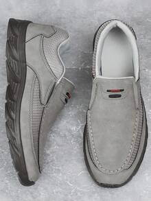 Men's Comfortable Casual Loafers, Outdoor Walking Hiking Casual Shoes, Lightweight Breathable - Grey - View 1