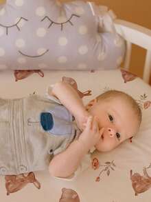 GLLQUEN BABY Bộ 2 ga trải giường cũi cho bé, ga phủ nệm cũi thoáng khí, bộ đồ giường cũi du lịch co giãn, họa tiết hoa thời trang cho bé trai và bé gái, kích thước 32 inch x 16 inch (họa tiết thỏ) - con thỏ - Xem 5