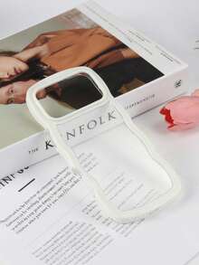 1pc Fashionable Minimalist Wave 2-In-1 Transparent Shock-Proof Anti-Fall Full Coverage Phone Case, Compatible With Iphone 17, 17 Pro, 17 Pro Max, Air 11, 12, 13, 14, 15, 16, 17, XR, 13 Pro Max, 16 Pro Max - Beige - View 2