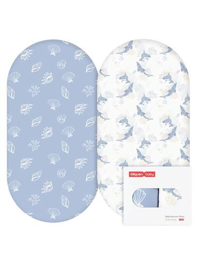 GLLQUEN BABY 2 Pacotes de Lençóis para Berço, Lençol Ajustável Respirável e Aconchegante, Berço de Viagem com Padrão Floral da Moda, Lençóis para Berço para Bebês Meninos e Meninas 32"X16" (Capa), Certificado Oeko-Tex