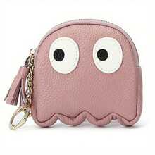 Cute Cartoon Genuine Leather Mini Coin Purse With Keychain Pouch Card Holder Organized Zip-Around Purse For Women - For Everyday Use - Perfect Gift For Girls & Teens - 粉色 - 查看 5