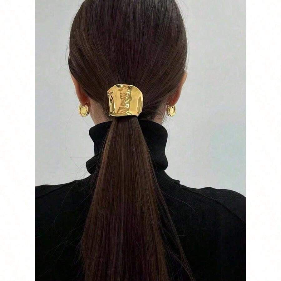 1 Pieza Pasador De Pelo Metálico Con Diseño Hueco Para Coleta, Sujetador De Coleta Con Dientes, Lazos De Pelo, Bandas Elásticas Para El Cabello, Scrunchies, Cuerda Para El Cabello, Liga Para El Cabello - Nhiều màu - Xem 1