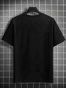 Summer Bestsellers Men's Hawaiian Tropical Print T-Shirt - Black "HAWAII" Letter Short Sleeve Shirt, Lightweight Breathable Fabric Suitable For Vacation, Beach, And Daily Casual Wear, Machine Washable Regular Fit, Fashionable Design, Soft Texture, Summer Top Supple - 黑色 - 查看 2