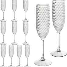 24PCS Red Plastic Champagne Flutes 7oz,Unbreakable Champagne Glasses Bulk,Reusable Crystal Drinking Wine Glasses For Wedding,Chrismas,Party - trắng - Xem 7