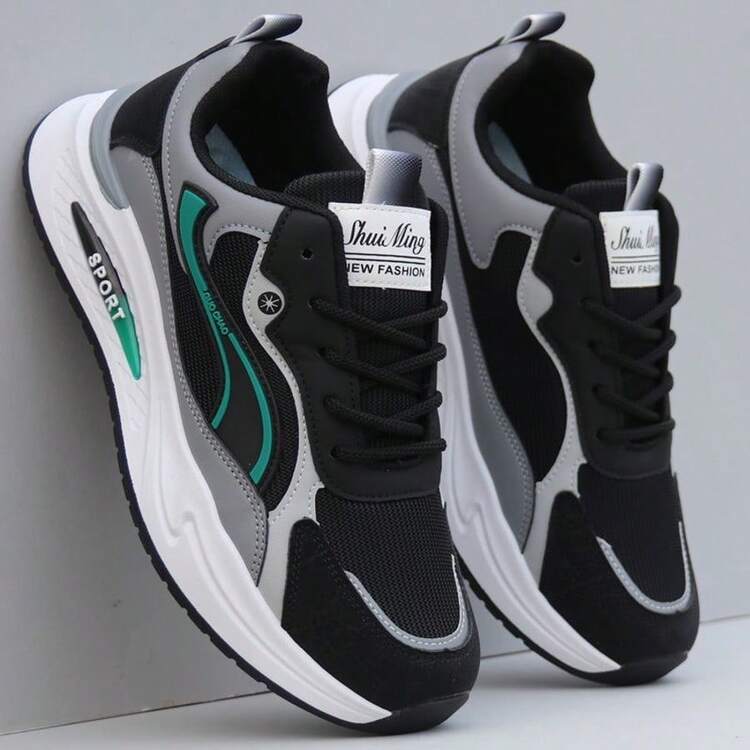 Men's Breathable Non-Slip Sports Shoes, Fashionable Casual Sneakers, Soft Sole, Odor-Resistant, Durable, Suitable For Outdoor Travel - Black - View 10