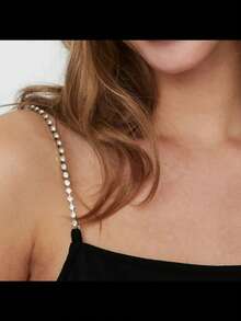 1 Pair Ladies Crystal Embellished Bra Straps Metal Adjustable Back Bra Shoulder Straps