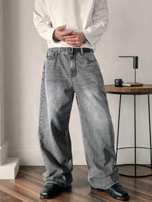 Hommes, style vintage Y2K délavé ample, ample, ample, ample, empilé