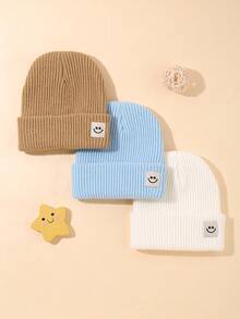 3件装儿童针织帽保暖宝宝针织帽男童女童可爱时尚针织帽日常聚会婴儿针织帽秋冬 - 彩色 - 查看 14