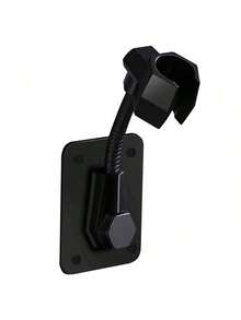 1pc Rotatable Black Shower Head Holder, Universal 360 Degree Adjustable Wall-Mounted Shower Head Bracket, No Drilling Installation - Black - View 1