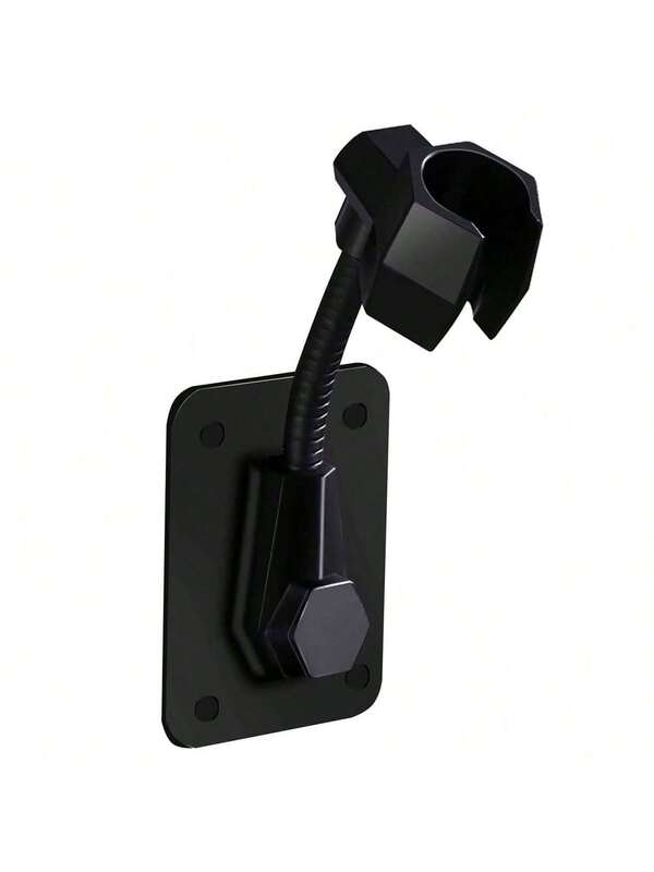 1pc Rotatable Black Shower Head Holder, Universal 360 Degree Adjustable Wall-Mounted Shower Head Bracket, No Drilling Installation