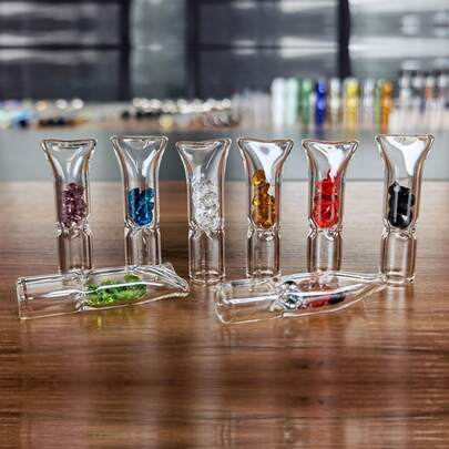 2pcs Unique Glass Smoking Mouthpiece With Strong Filter - Hygienic & Reusable Glass Smoking Accessory - Perfect Gift For Outdoor Gatherings, Travels And Smoking Enthusiasts