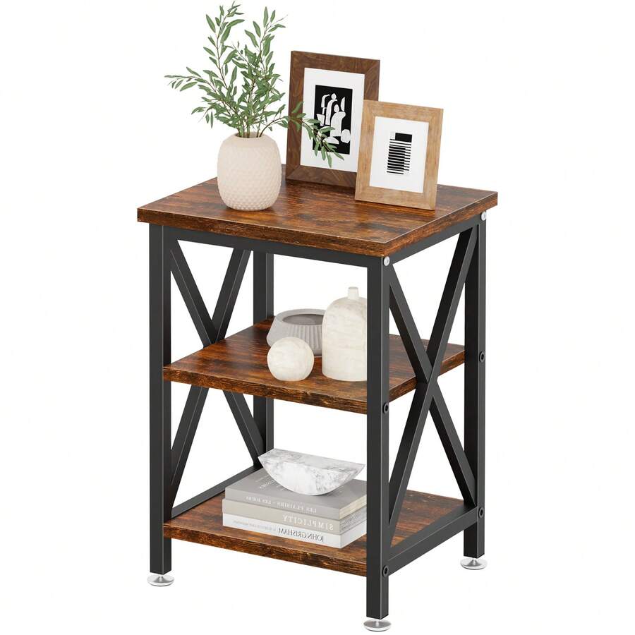 Mesa Auxiliar, Mesa De Noche Moderno, Pequena Mesa De Centro Buró Para Recámara Mesa De Noche Minimalista Mesa Auxiliar Mesa Para Jardín Mesa De Centro Mesa Auxiliar Madera Moderna Mesa De Centro Mesa De Noche Con Estante Mesas Auxiliares - Granate - Ver 1